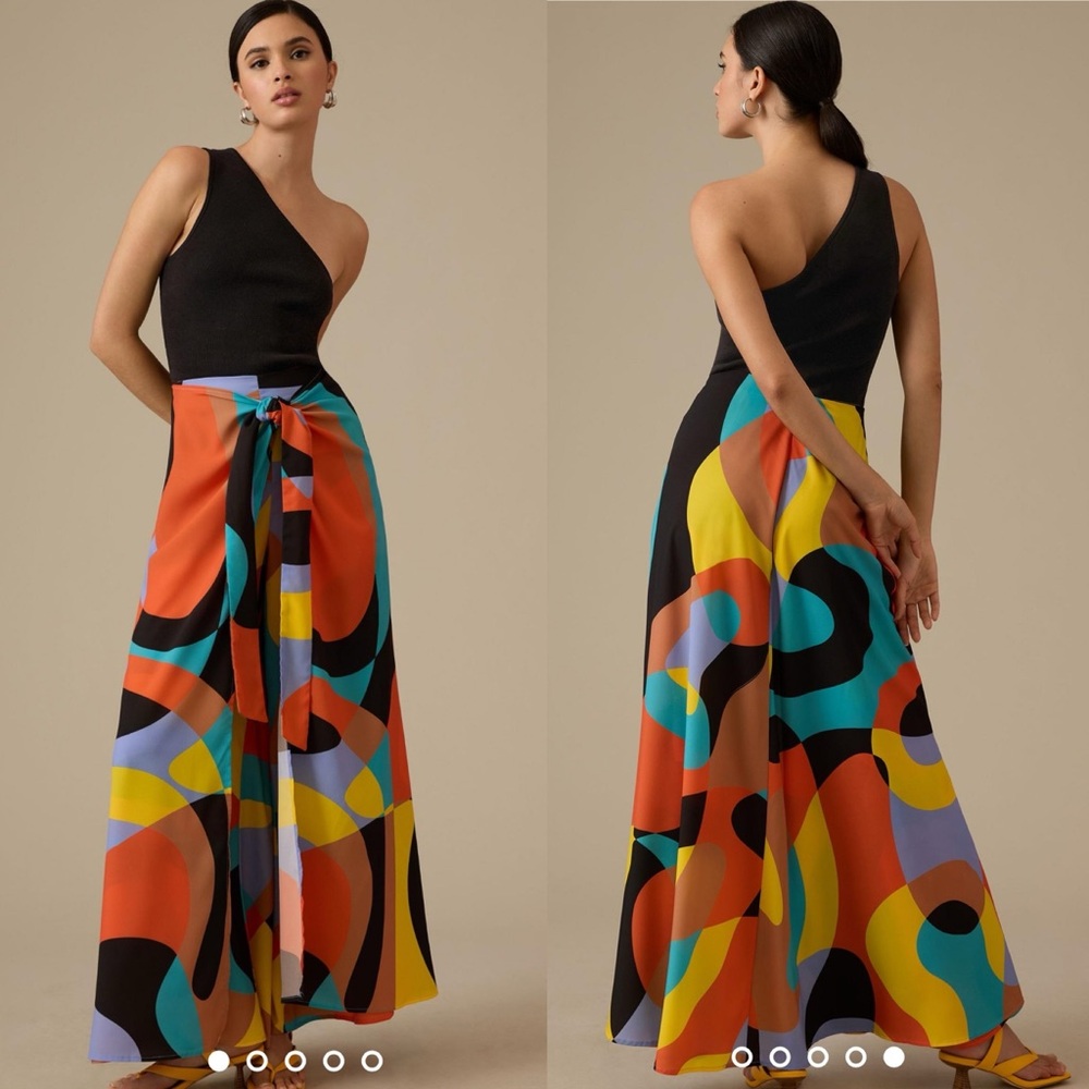 Hutch | Sarong Wide-Leg Pants In Black Motif